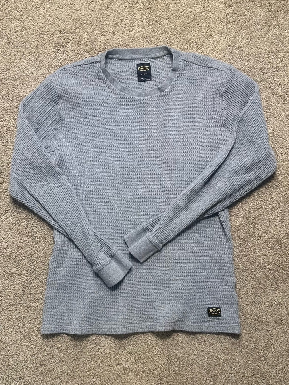 RVCA Men’s Light GreyWaffle Knit Crew size XL